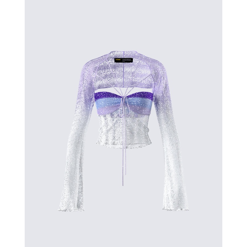 Vanessa Purple Sequin Knit Top