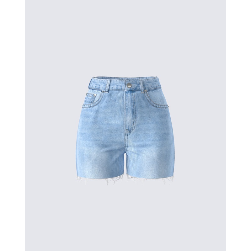 Yolande Blue Denim Cutoff Short