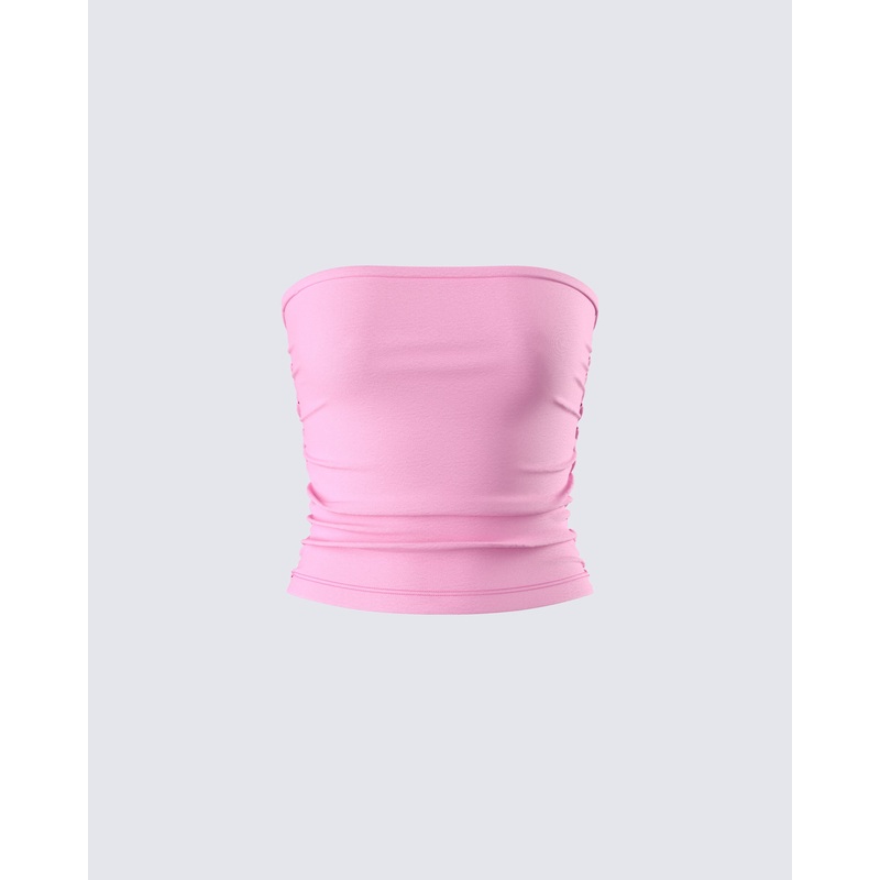 Zinnia Pink Jersey Tube Top