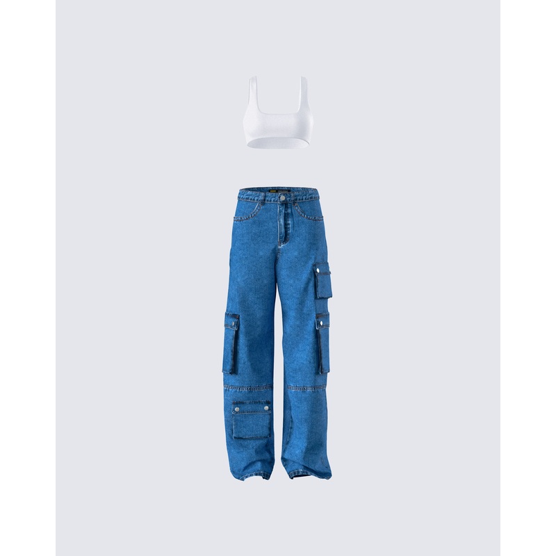 Agnetha Denim Cargo Set