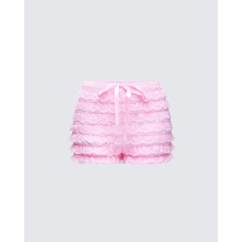 Aria Pink Ruffle Mini Short