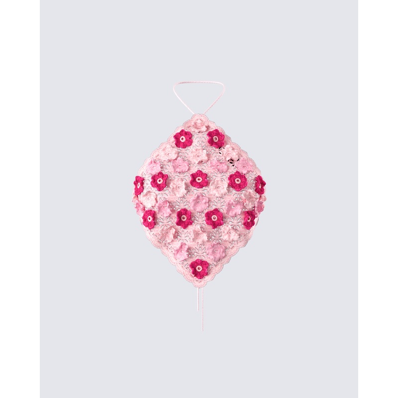 Aya Pink Floral Crochet Halter Top