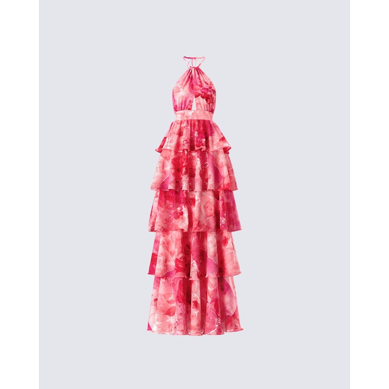 Caprice Pink Floral Maxi Dress