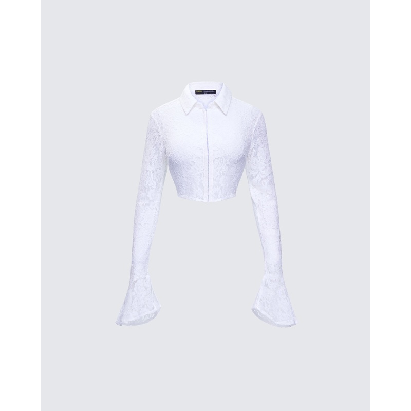 Eunji White Lace Blouse Top