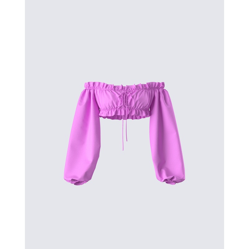 Fabiana Lilac Off Shoulder Crop Top