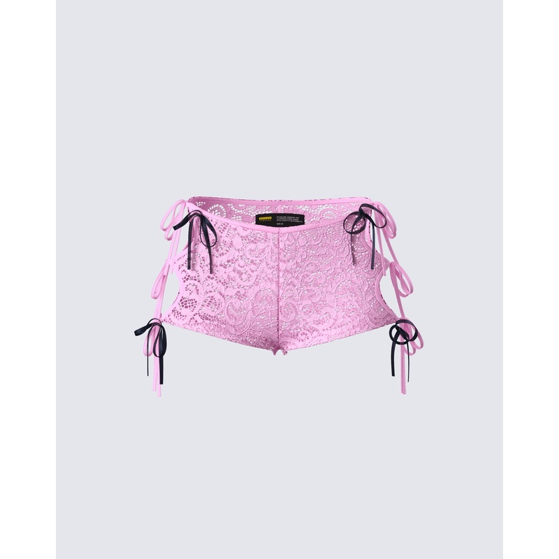 Halsey Pink Lace Side Tie Short