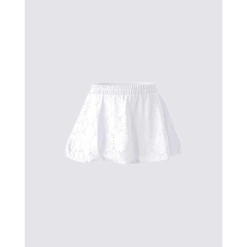 Hedi White Eyelet Bubble Mini Skirt