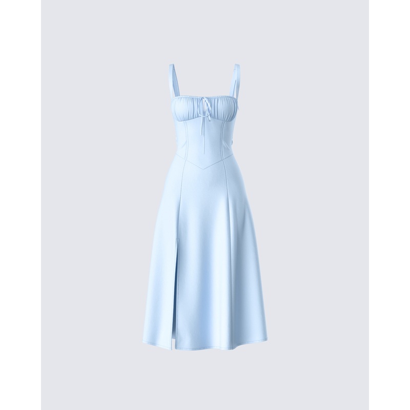 Hera Blue Corset Midi Dress
