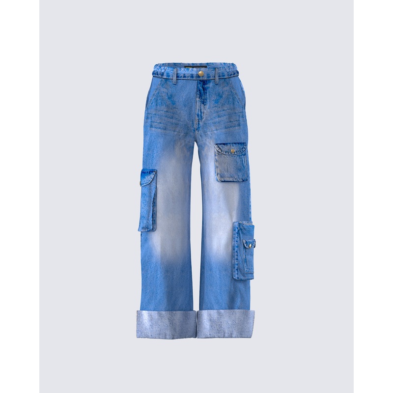 Karen Blue Denim Cargo Pant