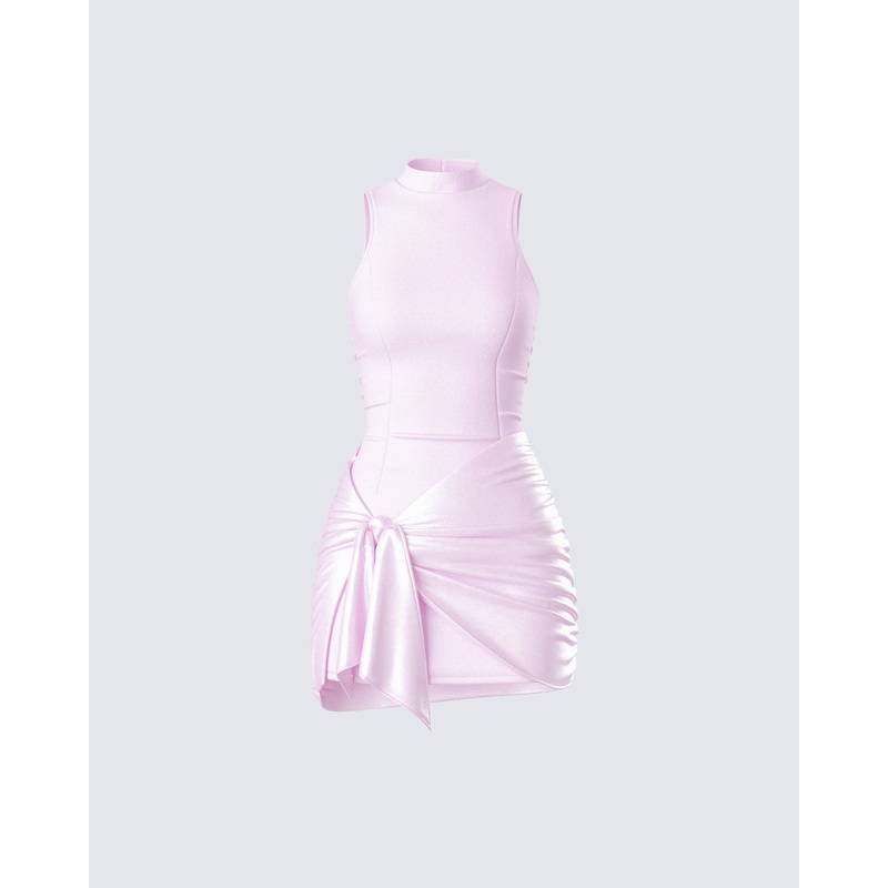 Lindsey Pink Wrap Mini Dress