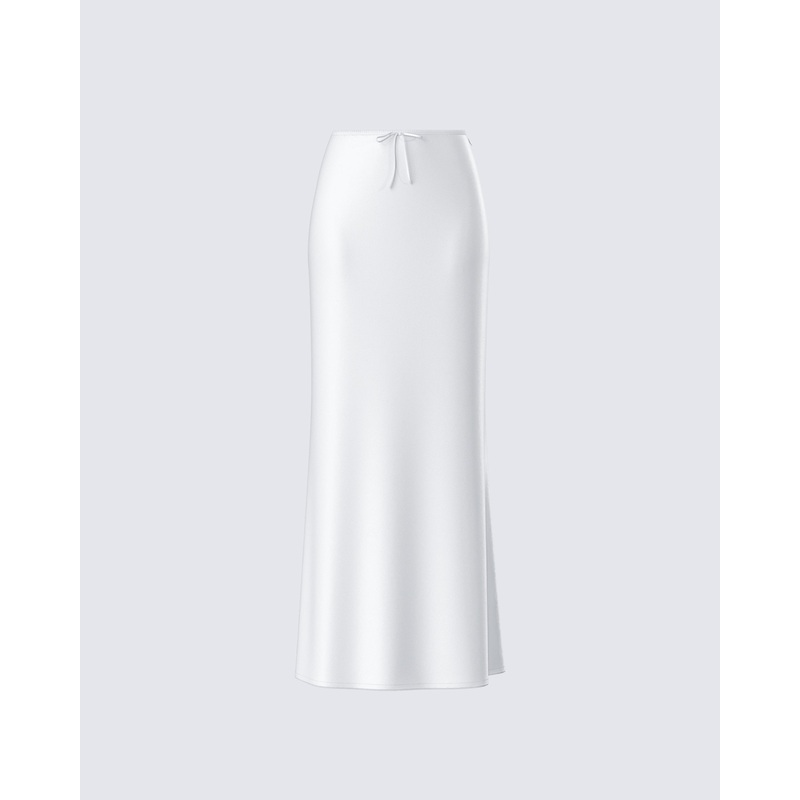 Maree White Low Rise Maxi Skirt