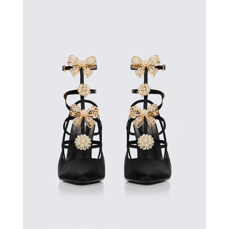 Melba Black Jewel Bow Pumps