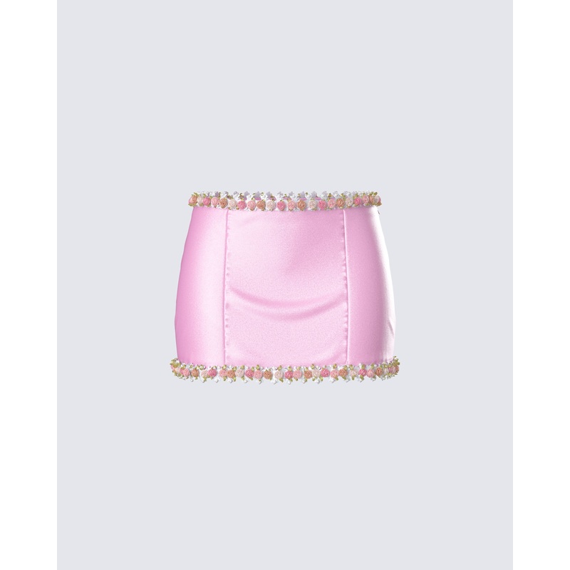 Nori Pink Floral Micro Mini Skirt
