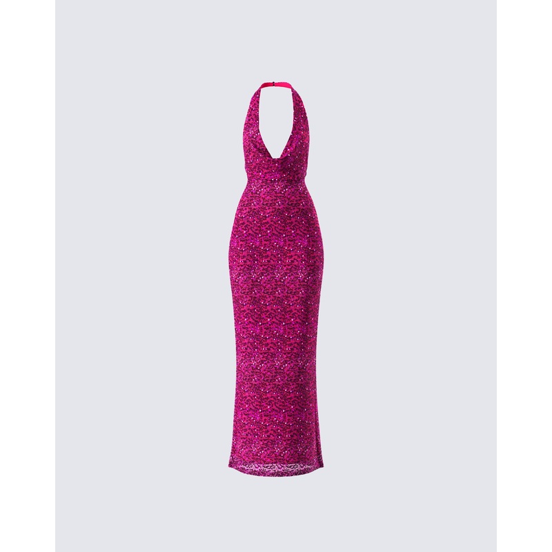 Sabine Purple Sequin Maxi Dress