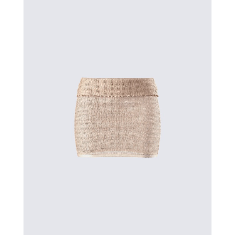 Sakura Gold Knit Micro Mini Skirt