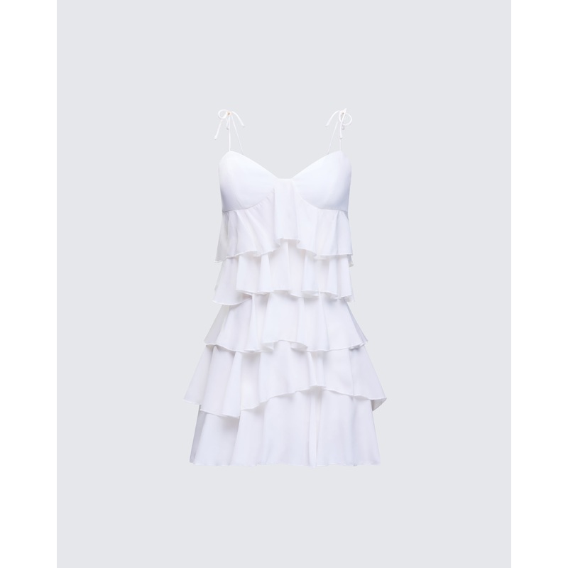 Sorel Ivory Tiered Ruffle Dress