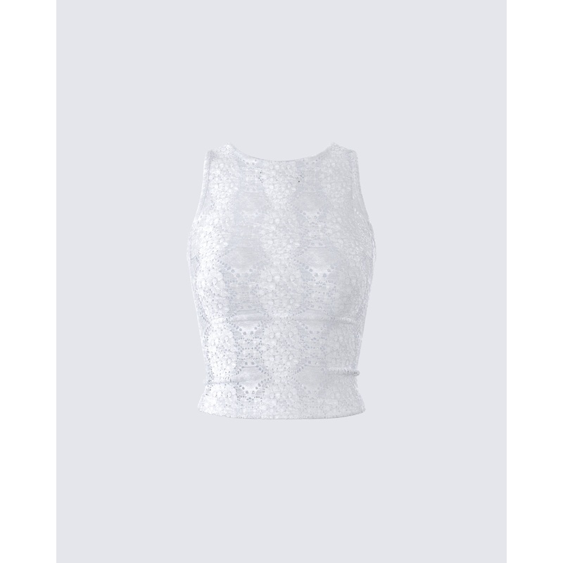 Teya White Pattern Top