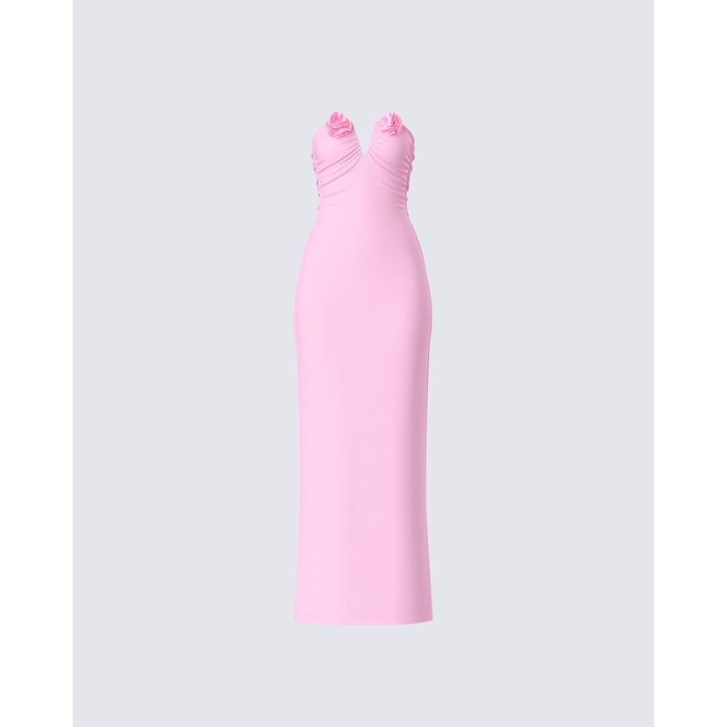 Veida Pink Flower Applique Dress