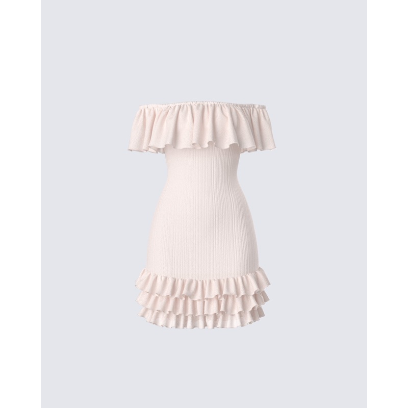 Winsley Peach Ruffle Knit Mini Dress