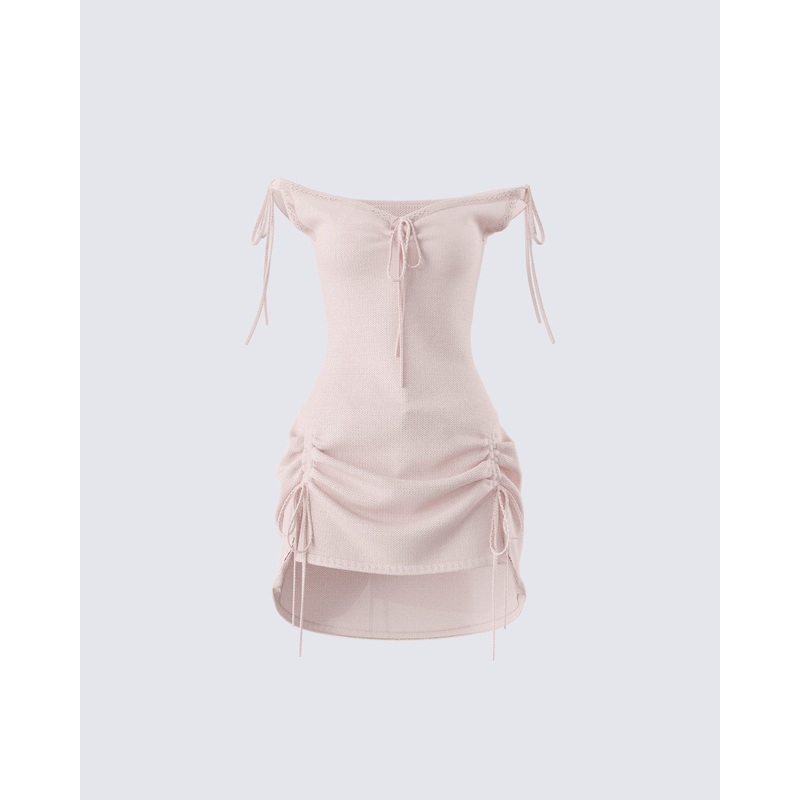 Wrenley Beige Ruched Sweater Top