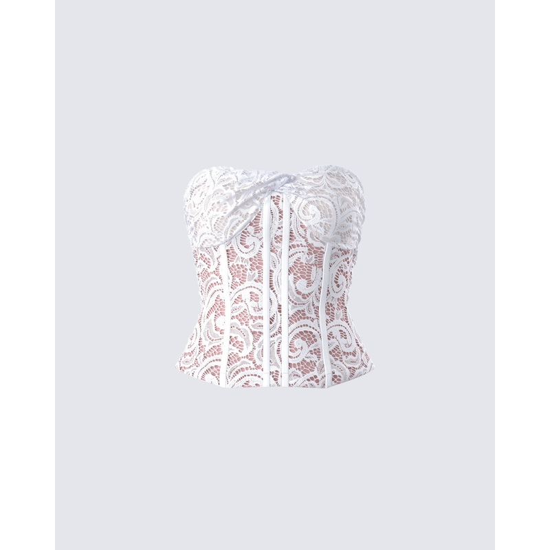 Zaya White Lace Corset Top