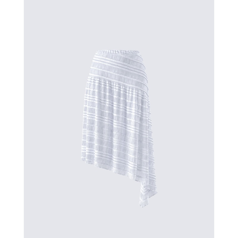Zaya White Tiered Asymmetric Skirt