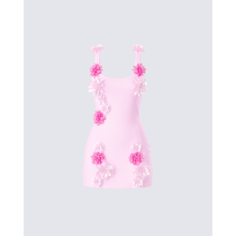 Aisling Pink Rosette Mini Dress