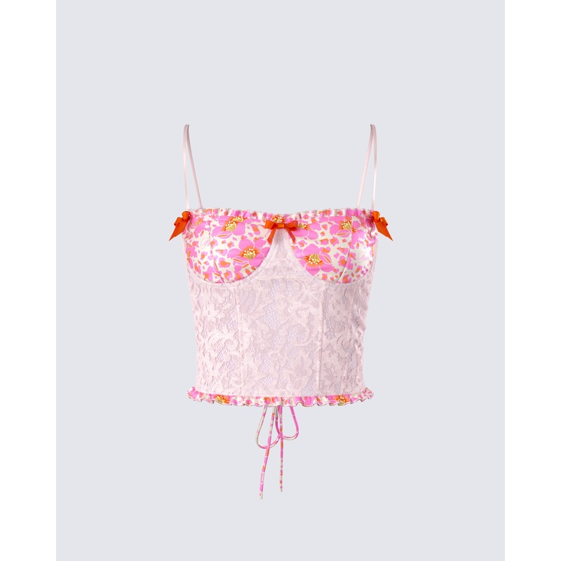 Ana Multi Floral Lace Bustier Top
