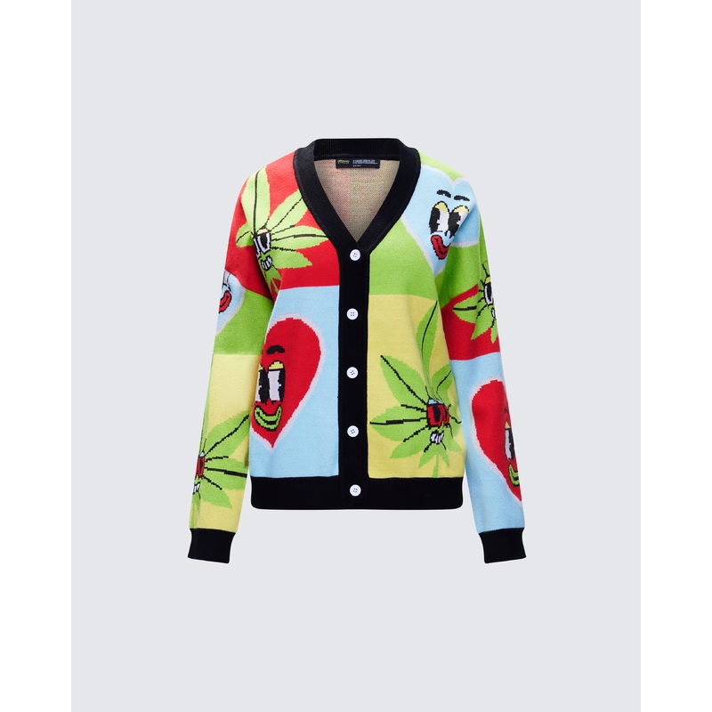 Cyrielle Multi Pop Art Sweater Knit Cardigan