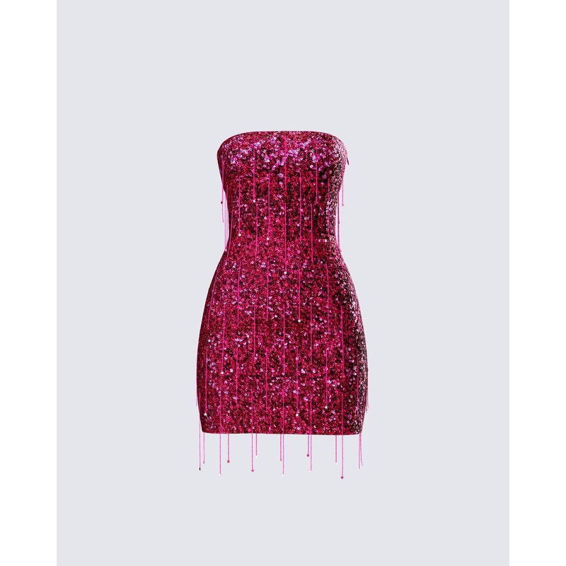 Darcie Pink Hand Beaded Sequin Mini Dress