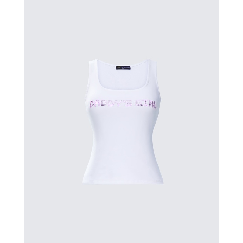 Dolores White Graphic Tank Top