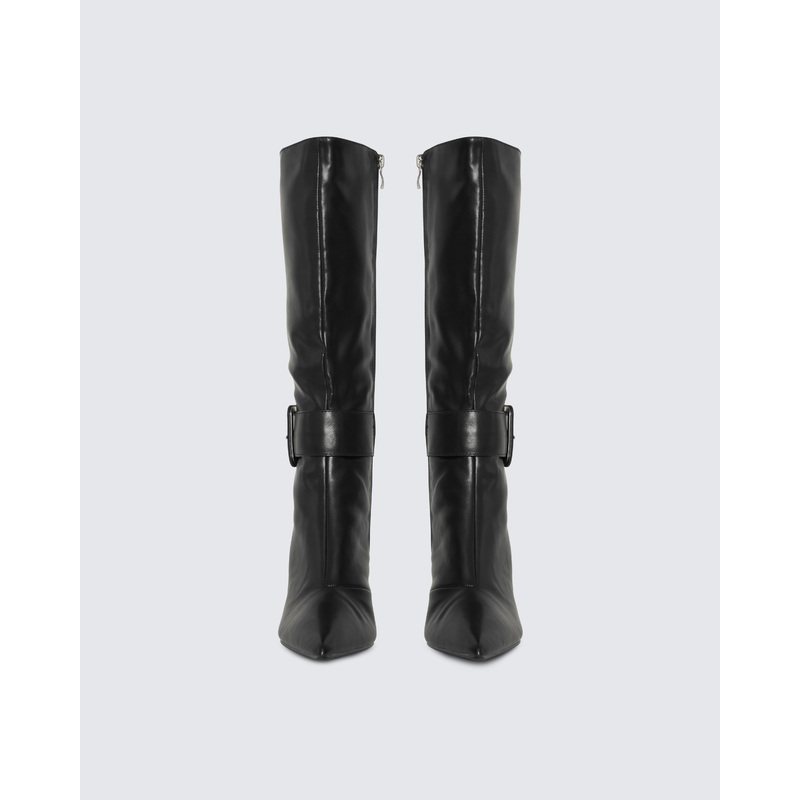 Eunji Black Vegan Leather Boot