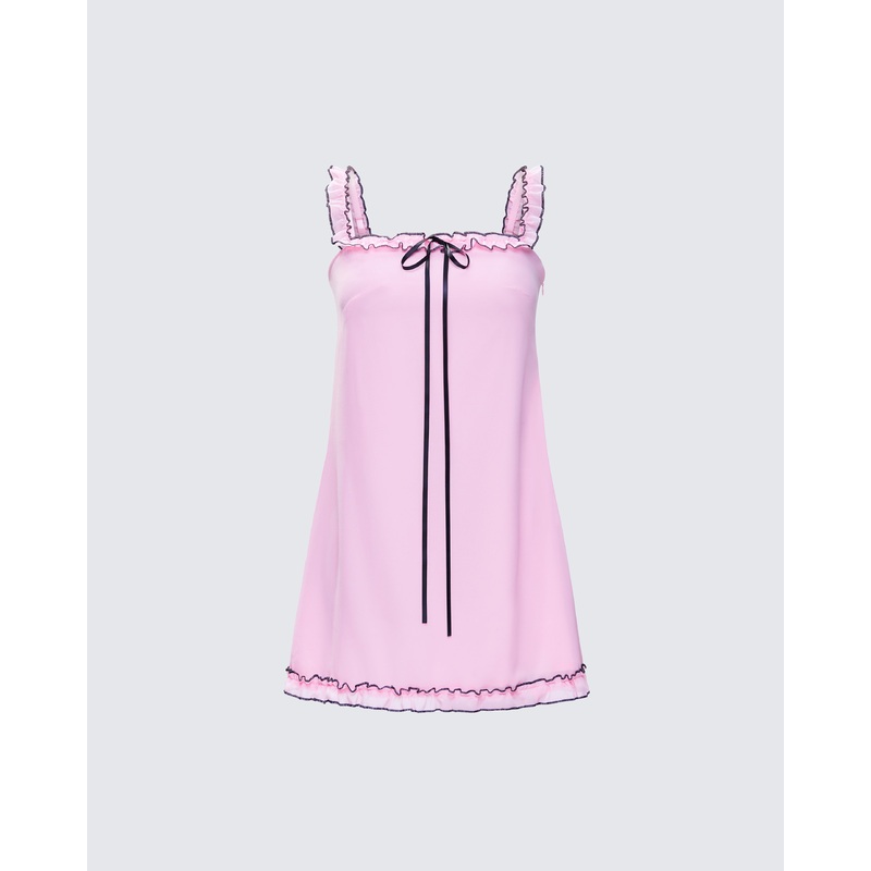 Giselda Pink Babydoll Mini Dress