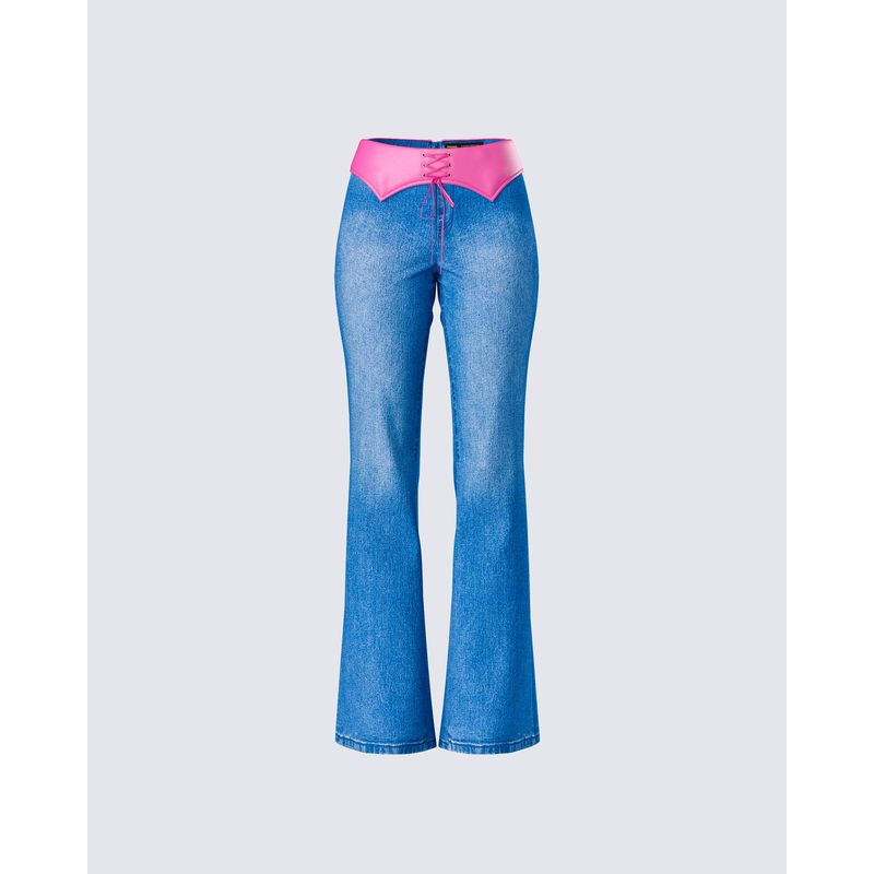 Hara Blue Low Rise Foldover Jean