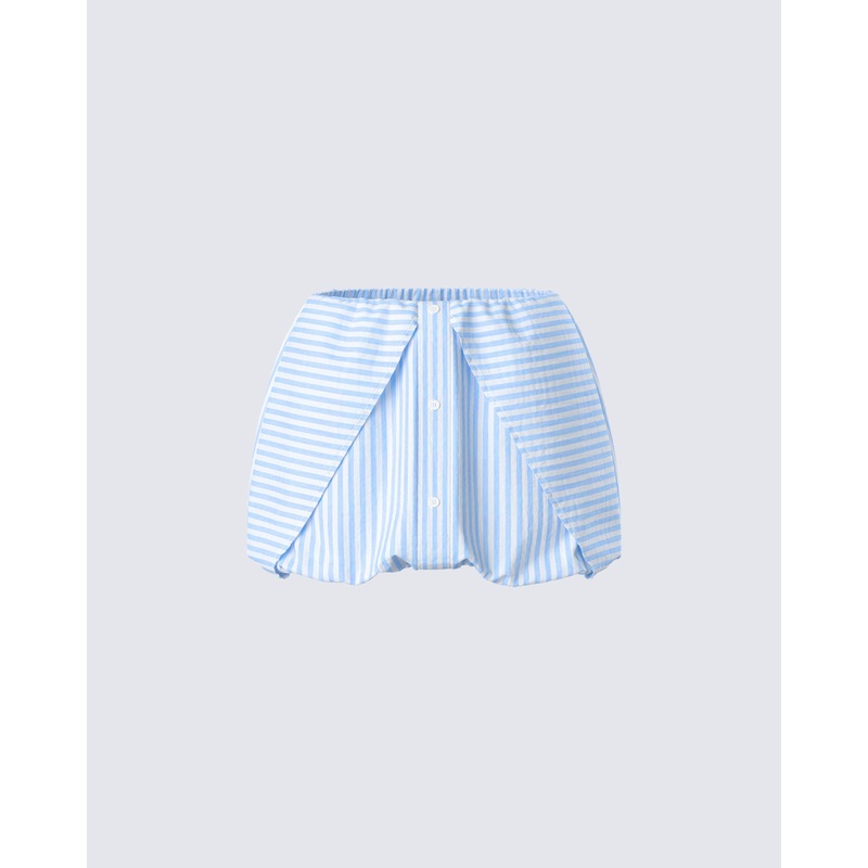 Isha Blue Striped Micro Mini Bubble Skirt