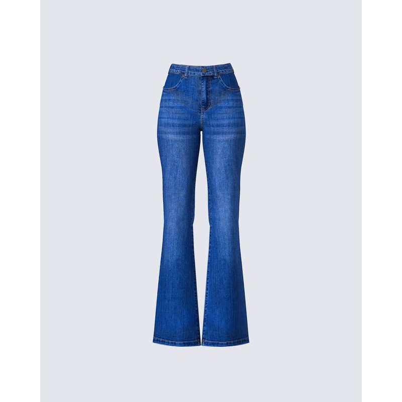Kass High Rise Blue Denim Rainbow Jean