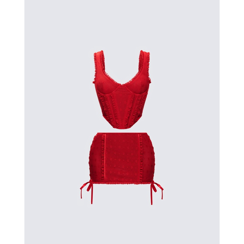 Kimona Red Ruffle Set
