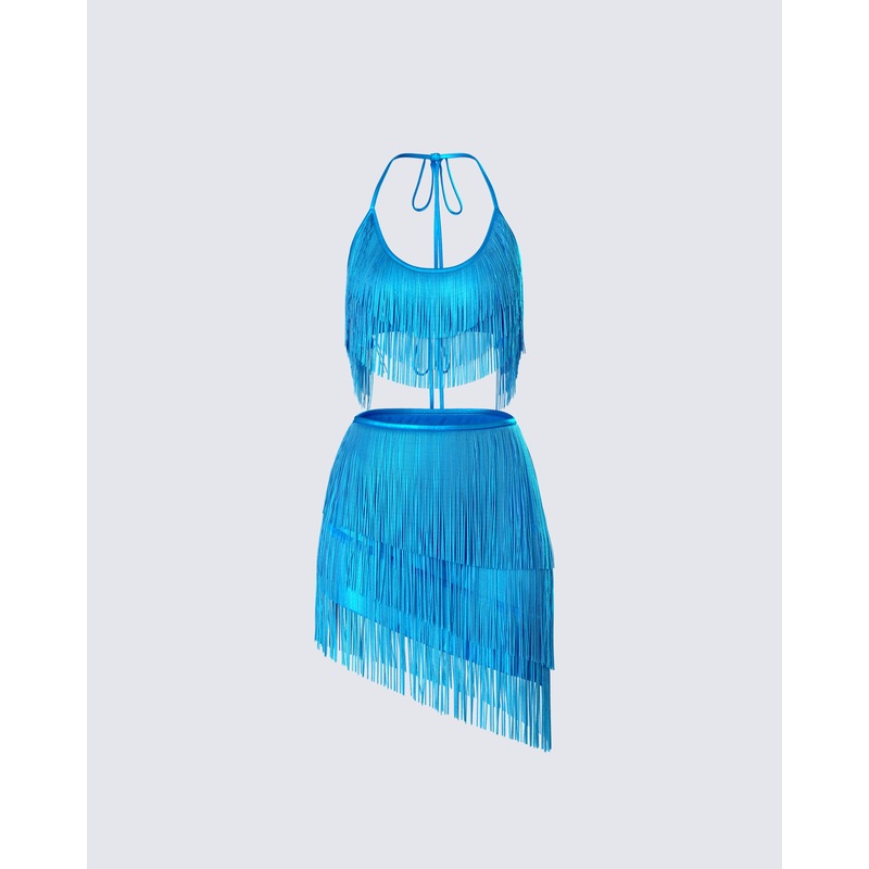 Laleh Teal Fringe Set