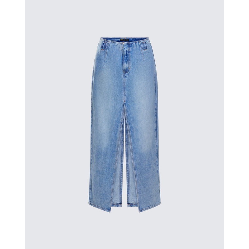 Lamia Denim Center Slit Maxi Skirt