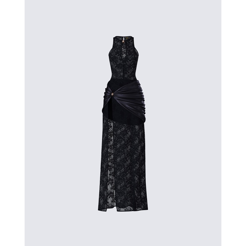 Lavinia Black Lace Cut Out Maxi Dress