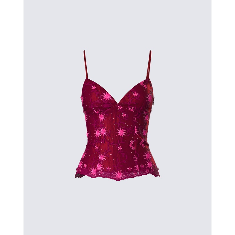 Macy Pink Lace Cami Top