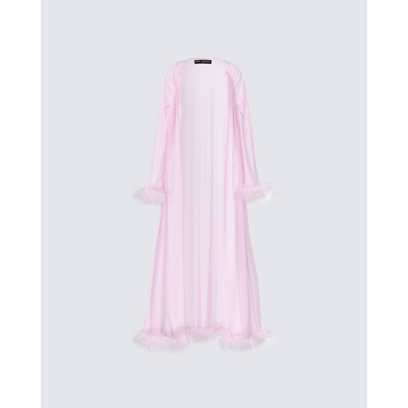 Maris Pink Feather Trim Robe