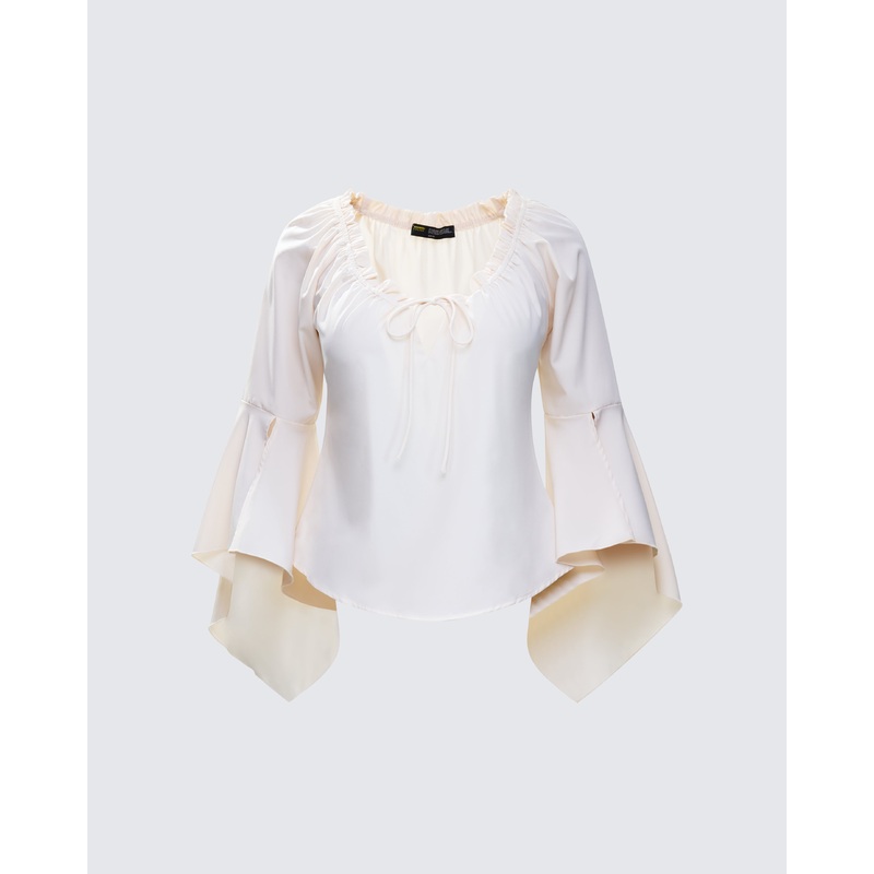 Moira Ivory Trumpet Sleeve Top