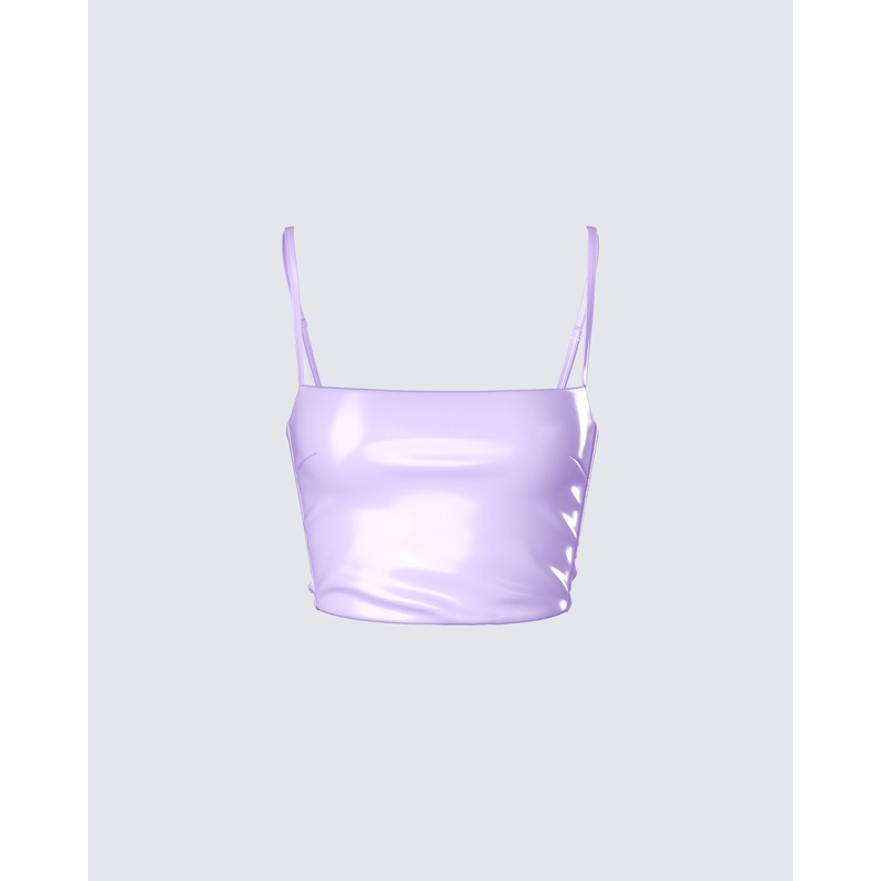Odalis Lilac Vegan Leather Crop Top