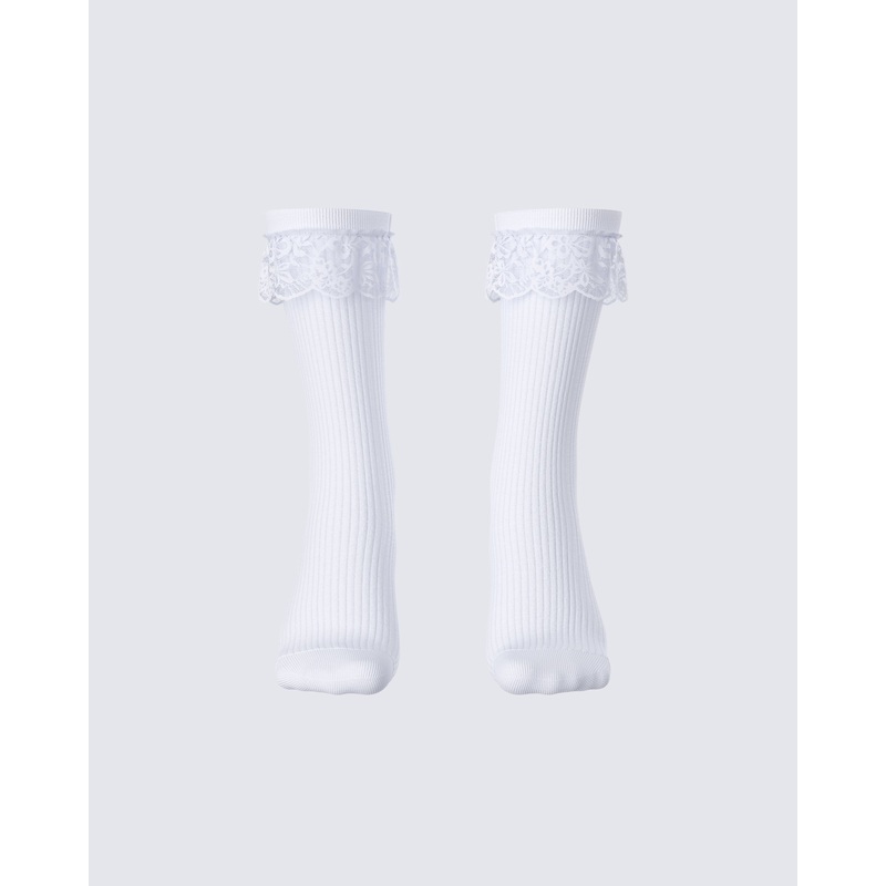 Rhoda White Lace Ankle Socks