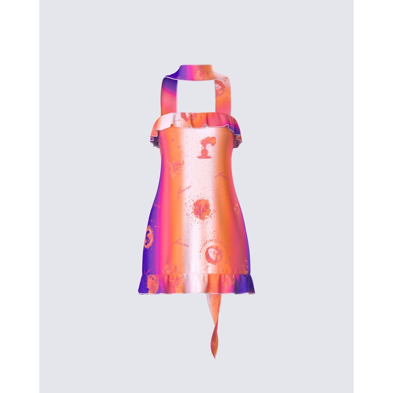 Ryann Multi Celestial Print Mini Dress