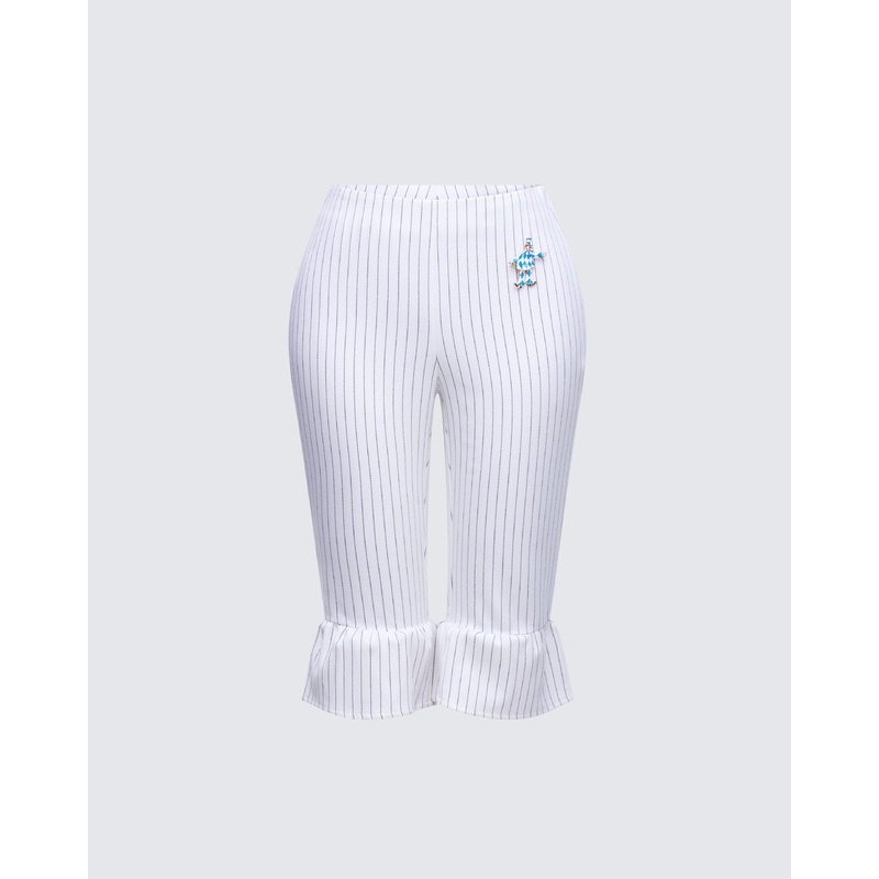 Salome White Stripe Capri Pant
