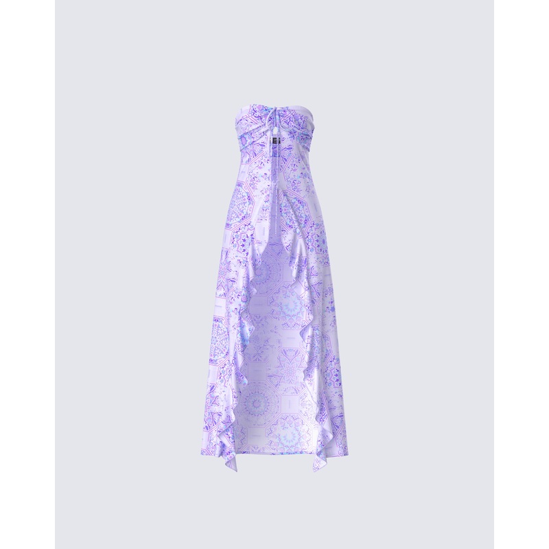 Sela Lavender Printed Midi Top