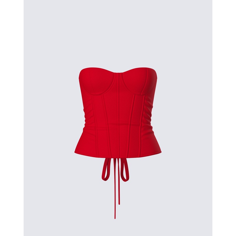 Tayah Red Mesh Corset Top