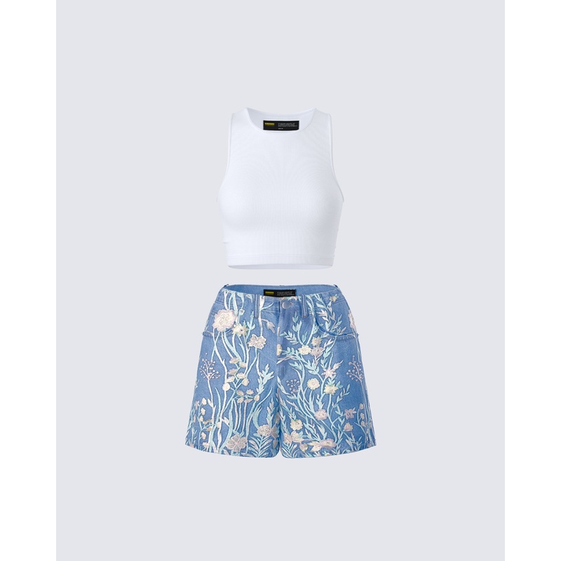 Thea Floral Denim Set